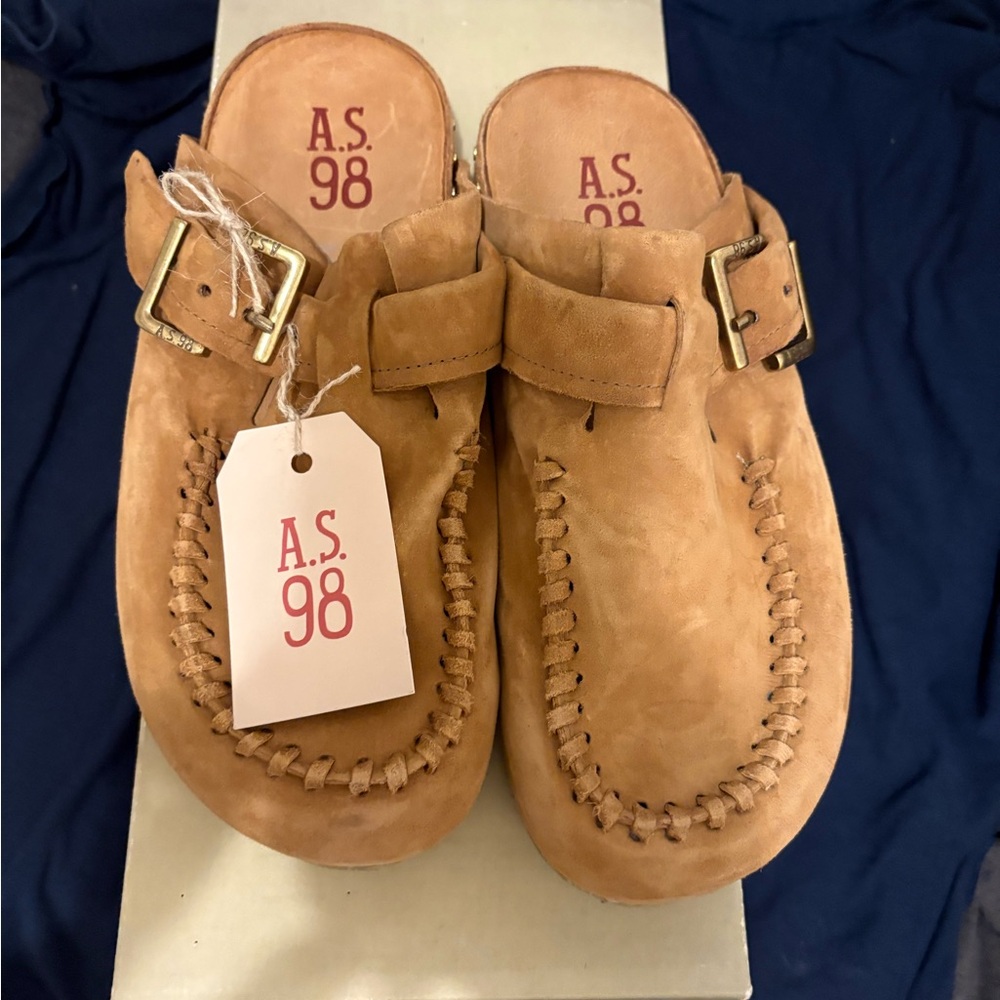 A.S.98 Brown Leather Slip-On Shoes